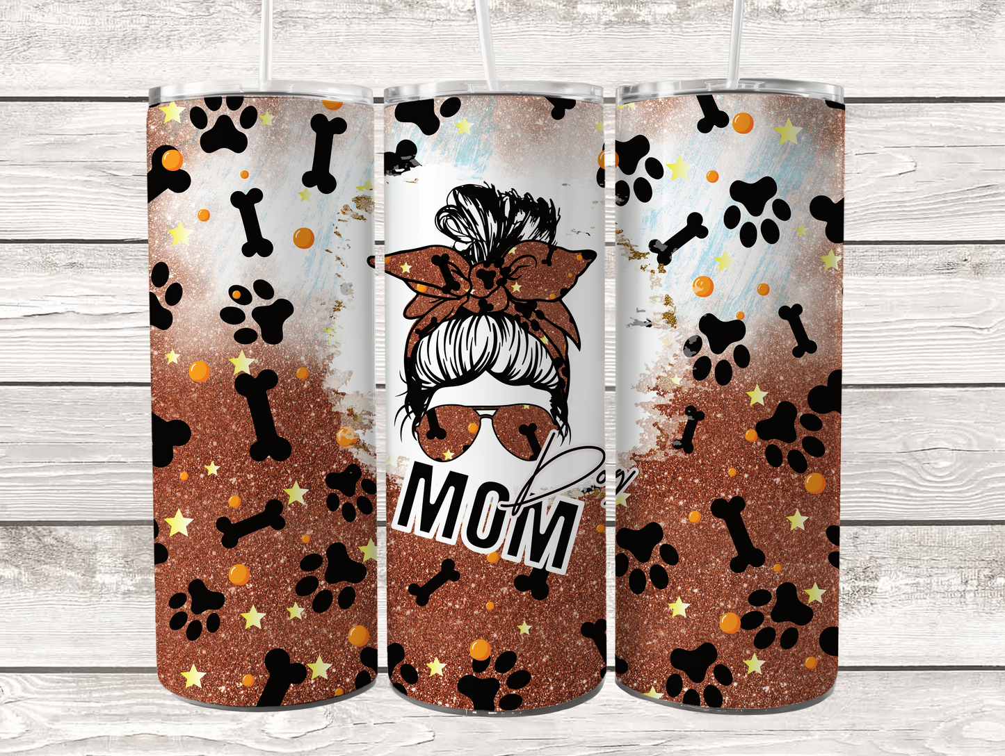 Dog Mom Brown Sparkle 20oz Tumbler