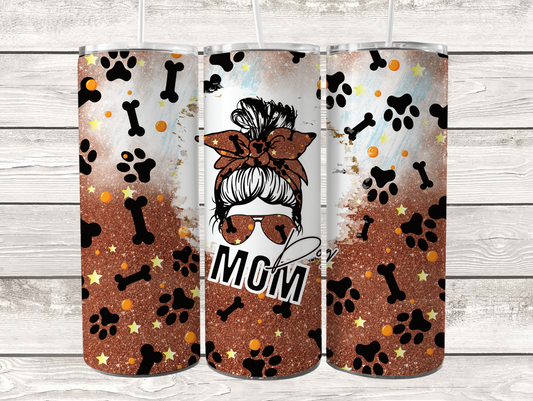 Dog Mom Brown Sparkle 20oz Tumbler
