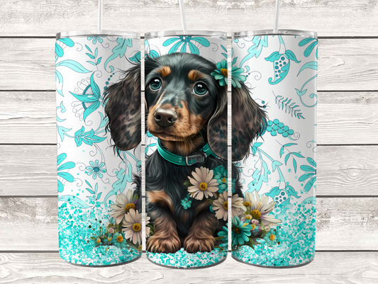 Long Hair Dachshund Blue 20oz Tumbler