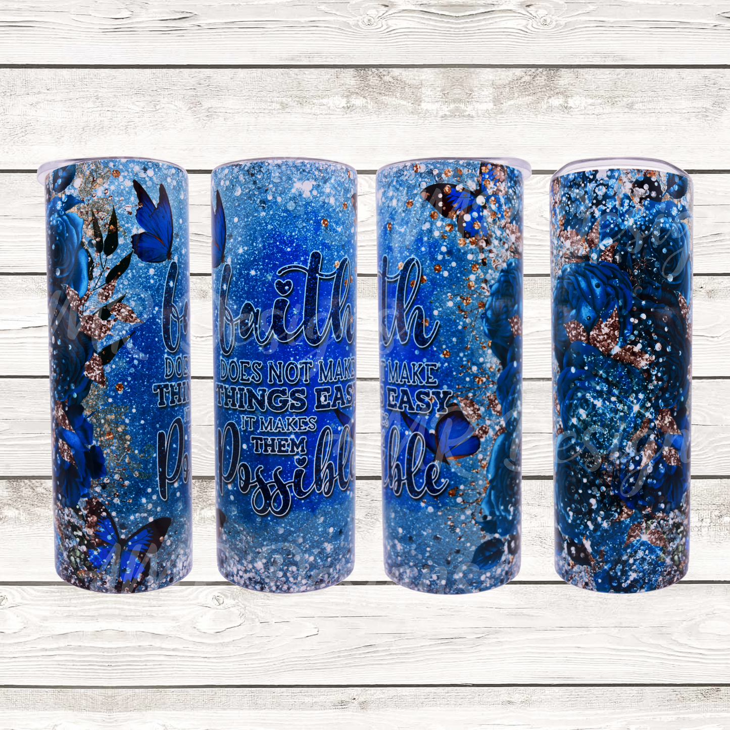 Faith, Blue Butterflies 20oz Tumbler